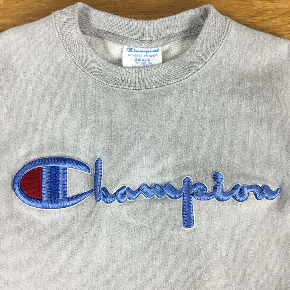 Champion Reverse Weave Sweatshirt Mens Small Gray Embroidered Script Logo GF70 - Picture 2 of 11